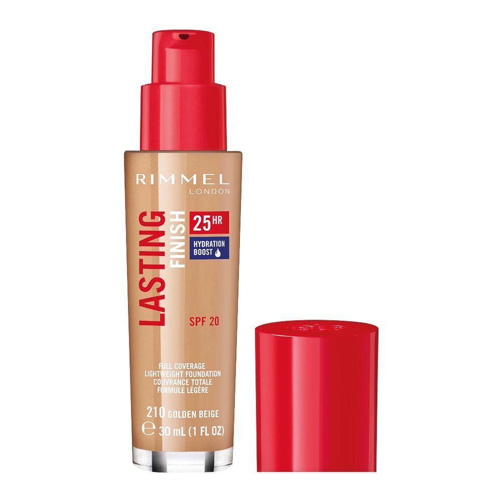 Rimmel Lasting Finish 25H Full Coverage Foundation, 210 Golden Beige - Front View