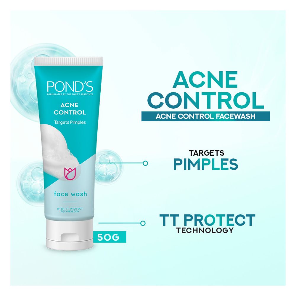 Pond's Acne Control Targets Pimples Face Wash, 50g - Front View