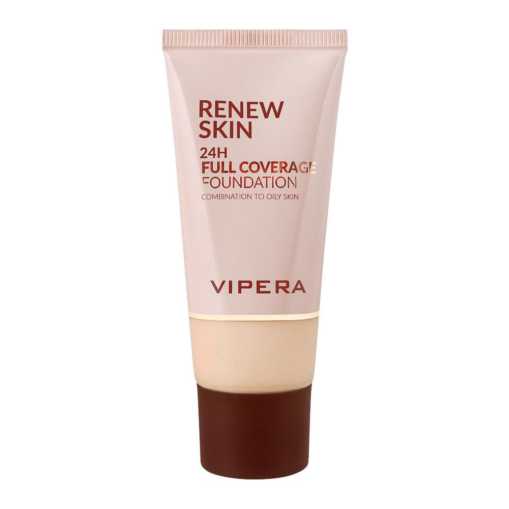 Vipera Renew Skin 24H Full Coverage Foundation Combination To Oily Skin, 02 Fair - Front View