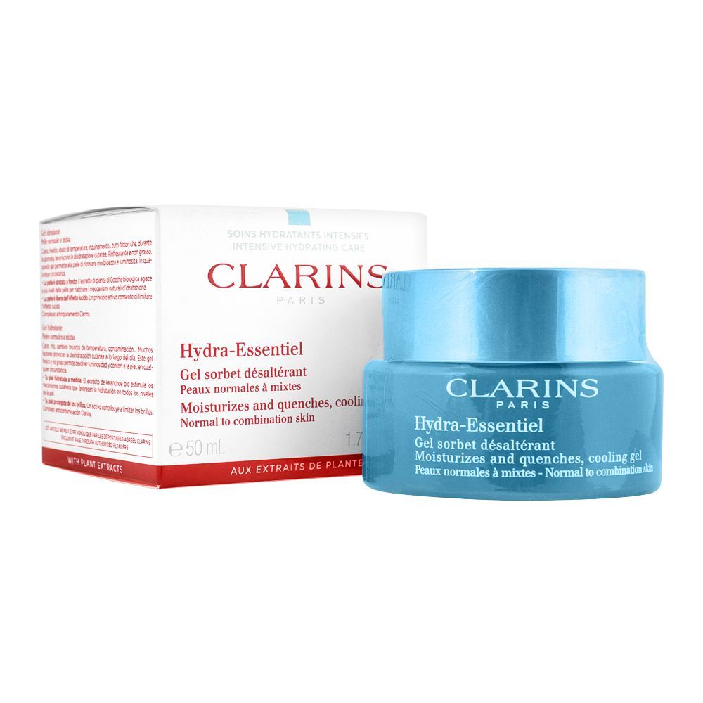 Clarins Paris Hydra-Essentiel Moisturizes And Quenches Cooling Gel Normal To Combination Skin, 50ml - Front View