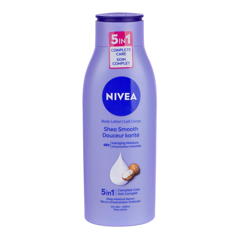 Nivea Shea Smooth 48H Deep Moisture Serum Normal to Dry Skin Body Lotion, 400ml - Front View