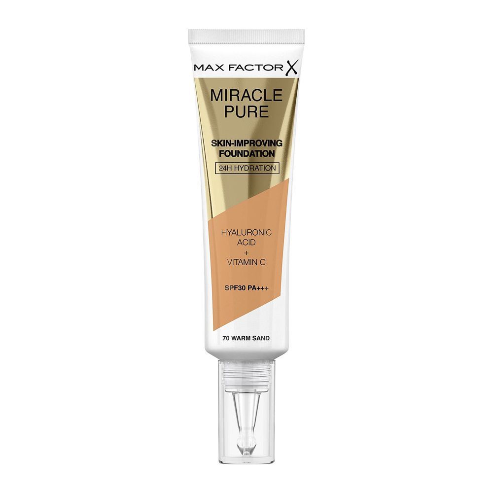 Max Factor Miracle Pure 24H Skin Improving Foundation, 70 Warm Sand - Front View