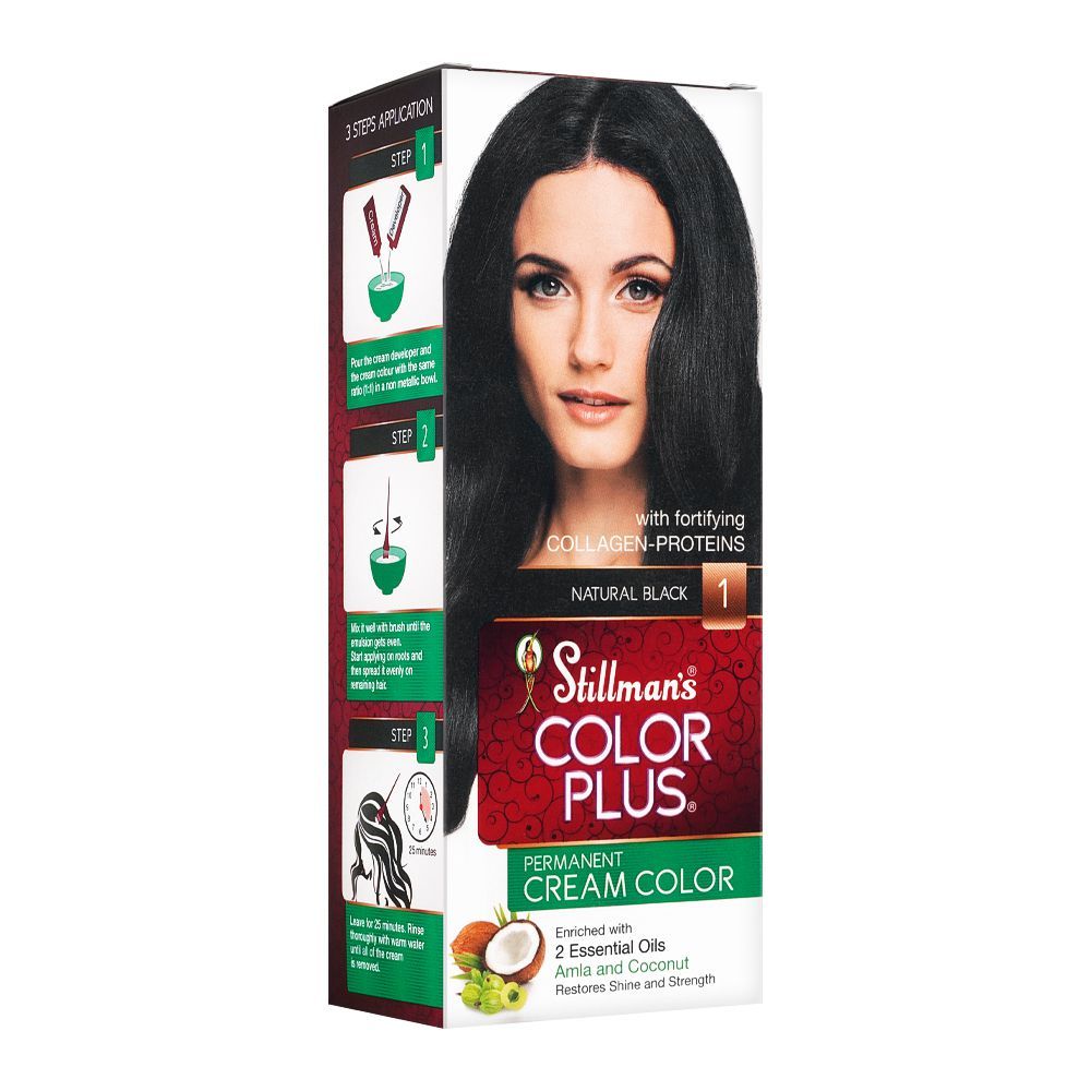 Stillman's Color Plus Permanent Cream Color Hair Color, 1, Natural Black - Front View