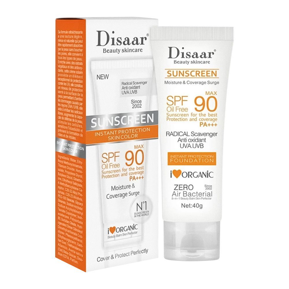 Disaar Sunscreen Cream, SPF90, 40g, DS313-2 - Front View