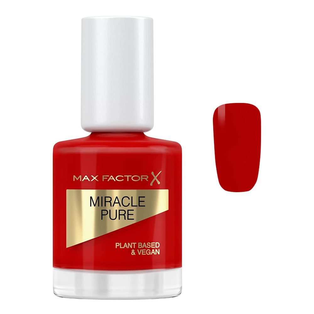 Max Factor Miracle Pure Plant Based & Vegan Nail Polish 12ml, 305, Scarlet Poppy - Front View