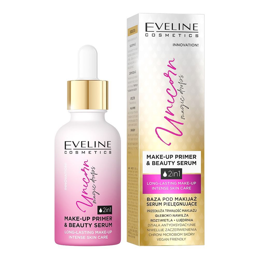 Eveline Unicorn Magic Drops 2-In-1 Make-Up Primer & Beauty Serum, 30ml - Front View