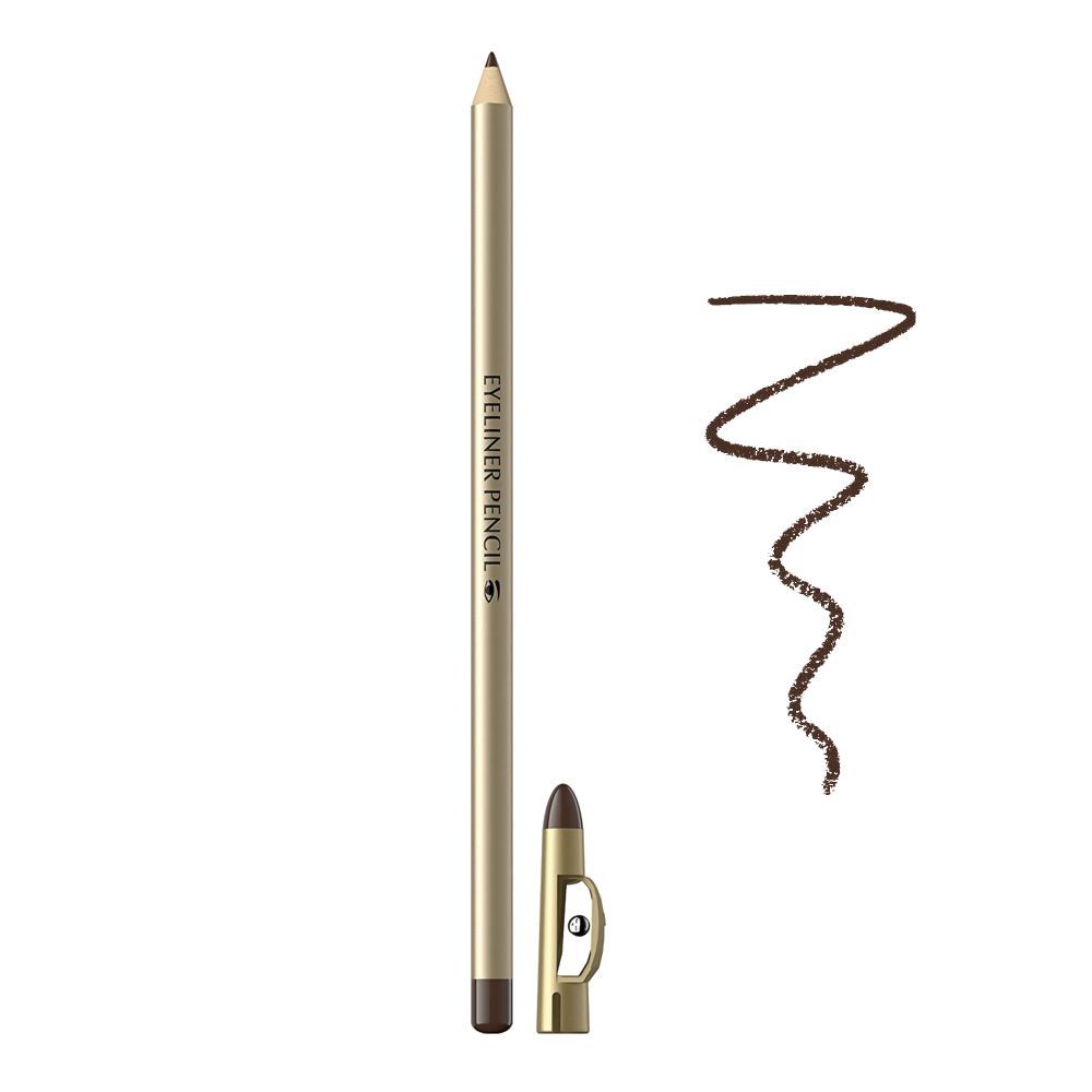 Eveline Eyeliner Pencil Long Wear With Sharpener, Brown - Front View