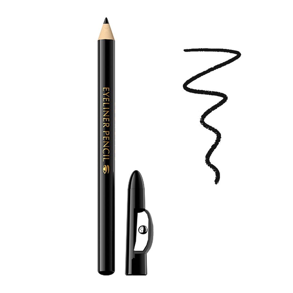 Eveline Eyeliner Pencil Small With Sharpener, Black - Front View