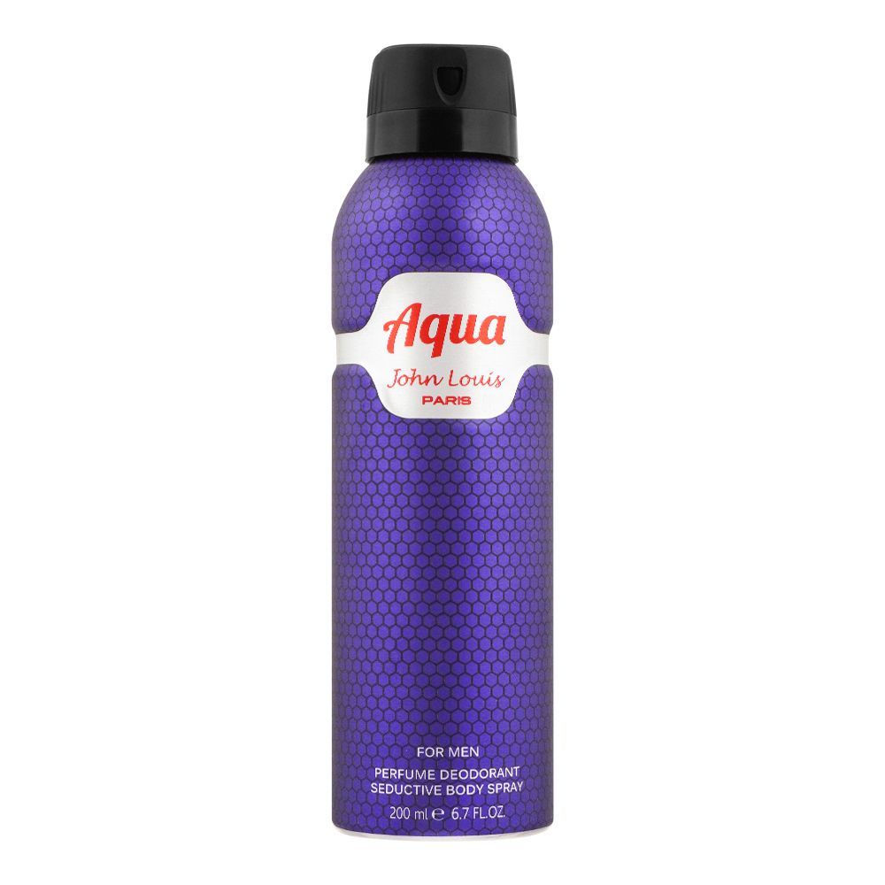 John Louis Paris Aqua For Men Perfumed Deodorant Seductive Body Spray, 200ml - Front View