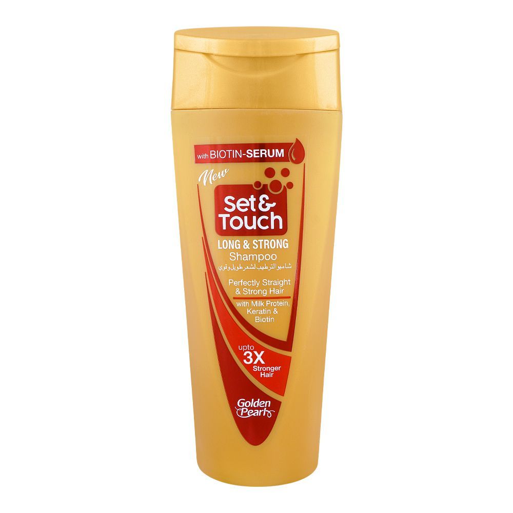 Golden Pearl Set & Touch Long & Strong Shampoo + Conditioner, Perfectly Straight & Strong Hair With Keratin, Biotin & Milk Protein, Upto 3X Stronger Hair, 385ml - Front View