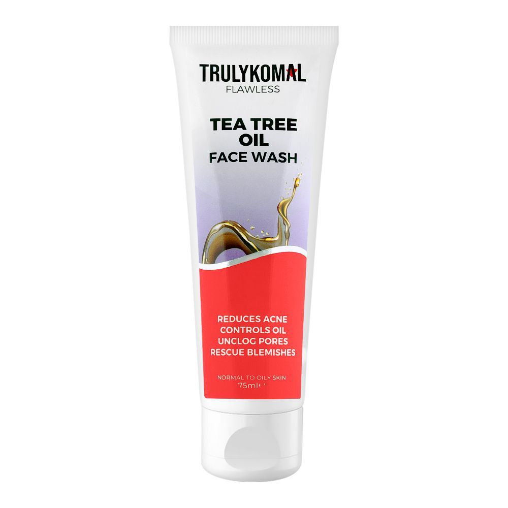 Truly Komal Flawless Tea Tree Oil Face Wash, Normal To Oily Skin, 75ml - Front View