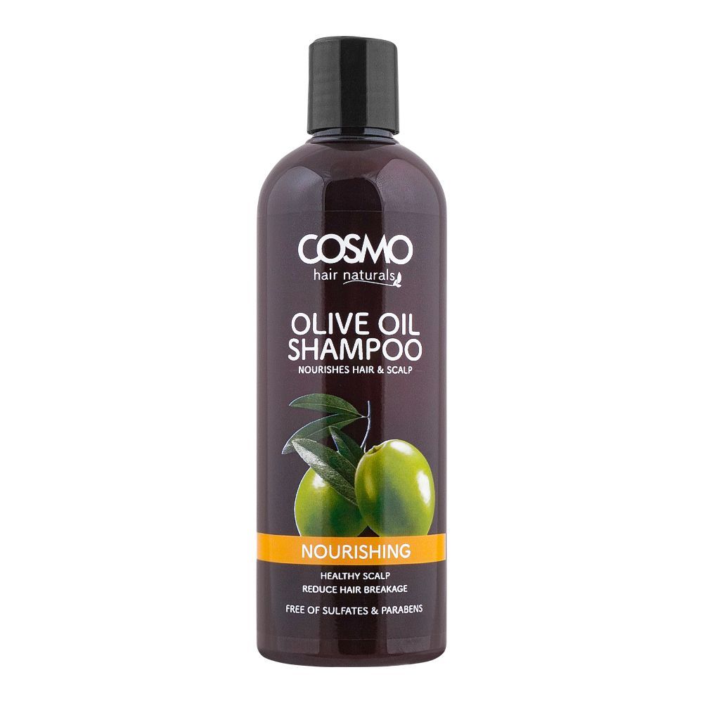 Cosmo Hair Naturals Nourishing Olive Oil Shampoo, Healthy Scalp, Reduces Hair Breakage, 480ml - Front View