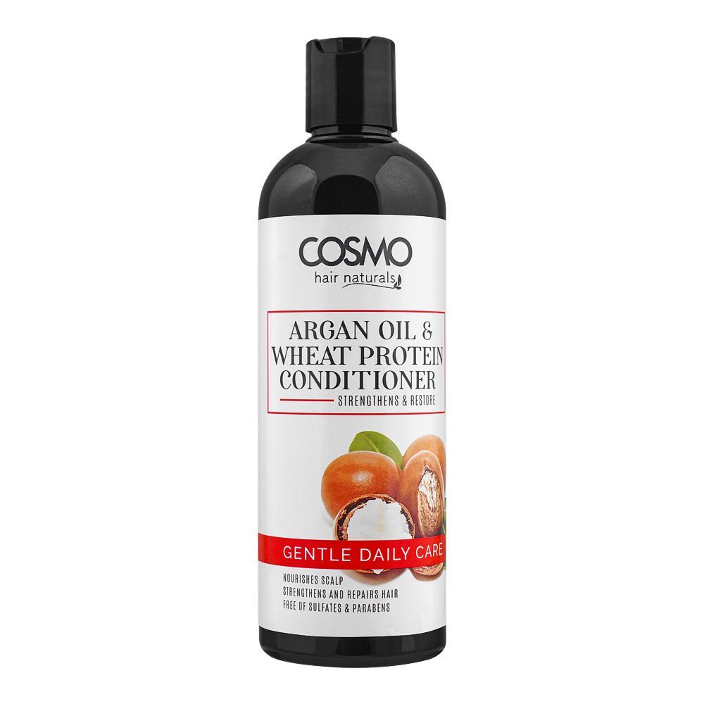 Cosmo Hair Naturals Gentle Daily Care, Argan Oil & Wheat Protein Conditioner, Strengthens & Repairs Hair, 480ml - Front View