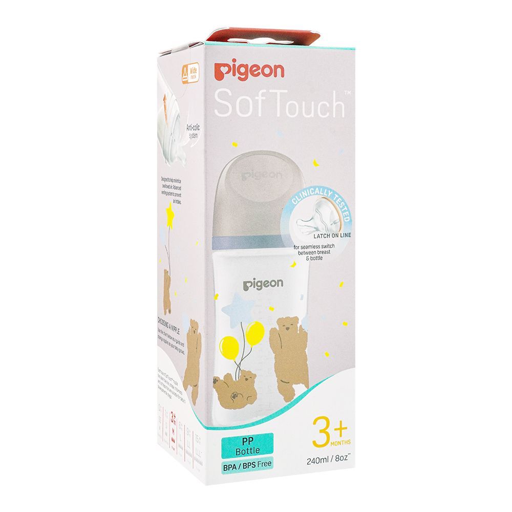 Pigeon Soft Touch Anti-Colic Wide Neck PP Bottle, 240ml, A-79459 - Front View
