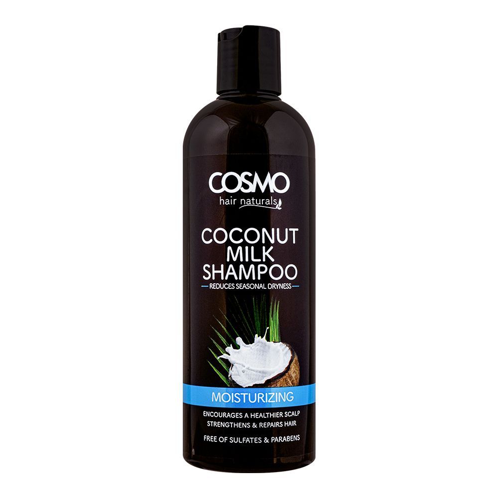 Cosmo Hair Naturals Moisturizing Coconut Milk Shampoo, Reduces Seasonal Dryness, 480ml - Front View