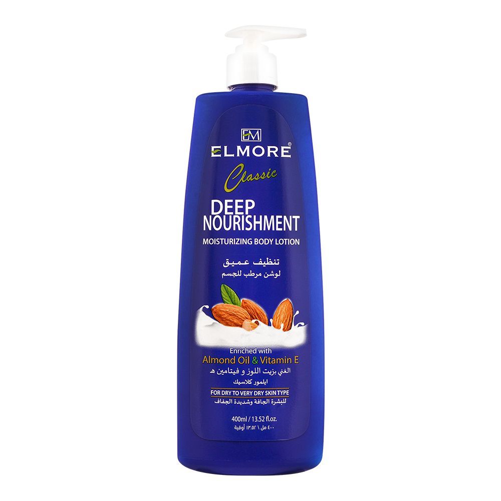 Elmore Classic Almond Oil & Vitamin E Deep Nourishment Body Lotion, For Dry To Very Dry Skin Type, 400ml - Front View