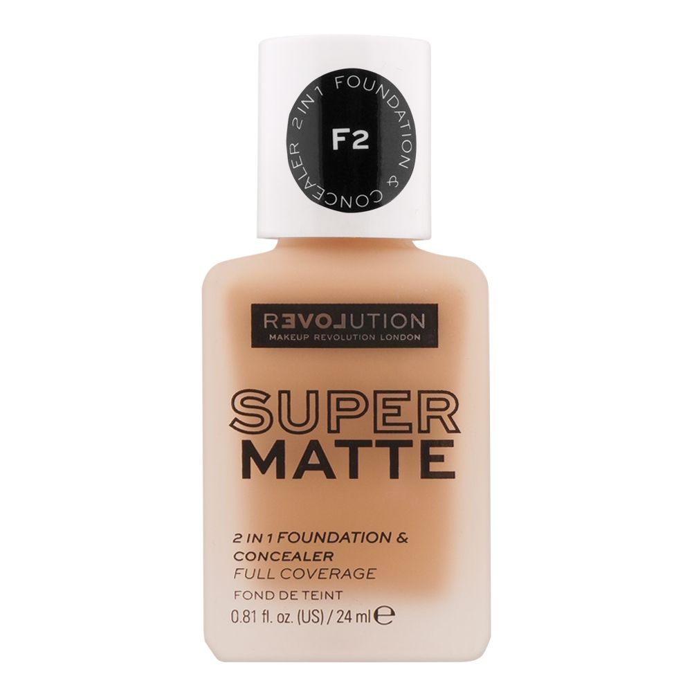 Makeup Revolution Relove Super Matte 2-In-1 Foundation & Concealer, F10.5 - Front View