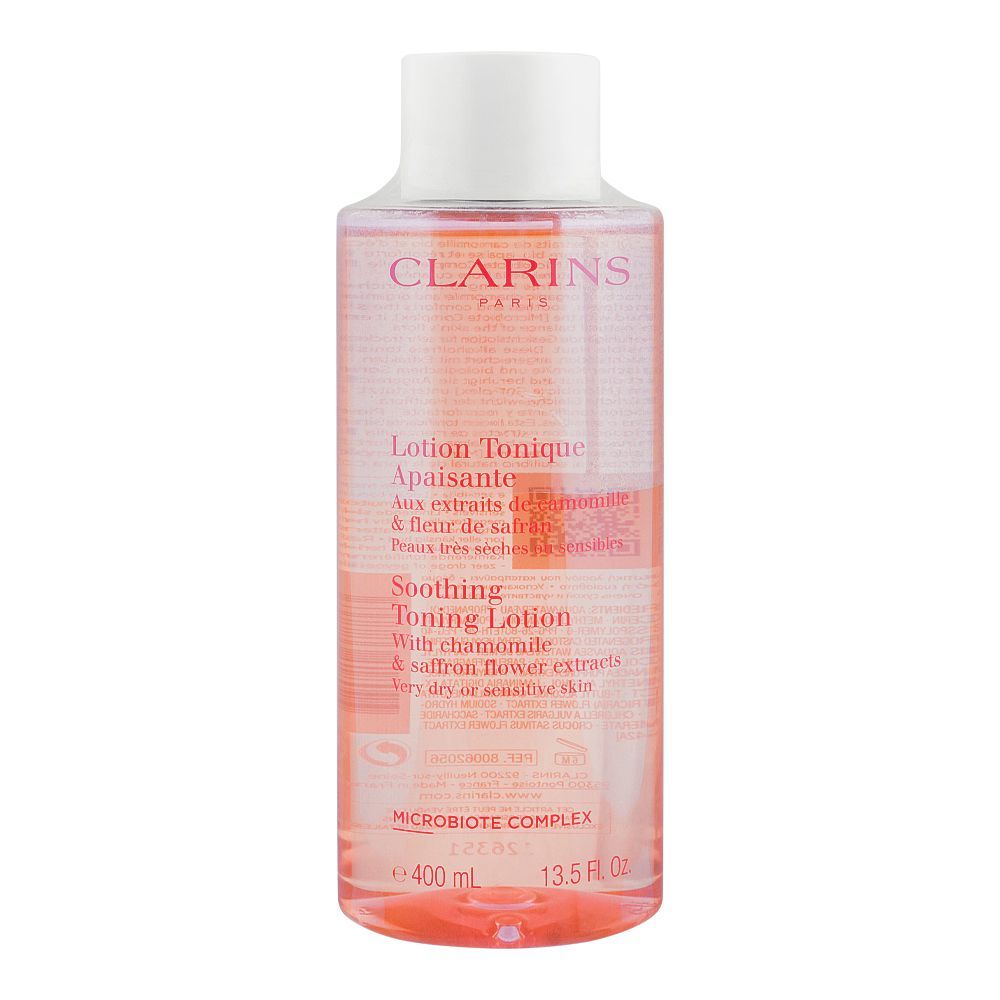 Clarins Paris Chamomile & Saffron Flower Extract Soothing Toning Lotion, 400ml - Front View