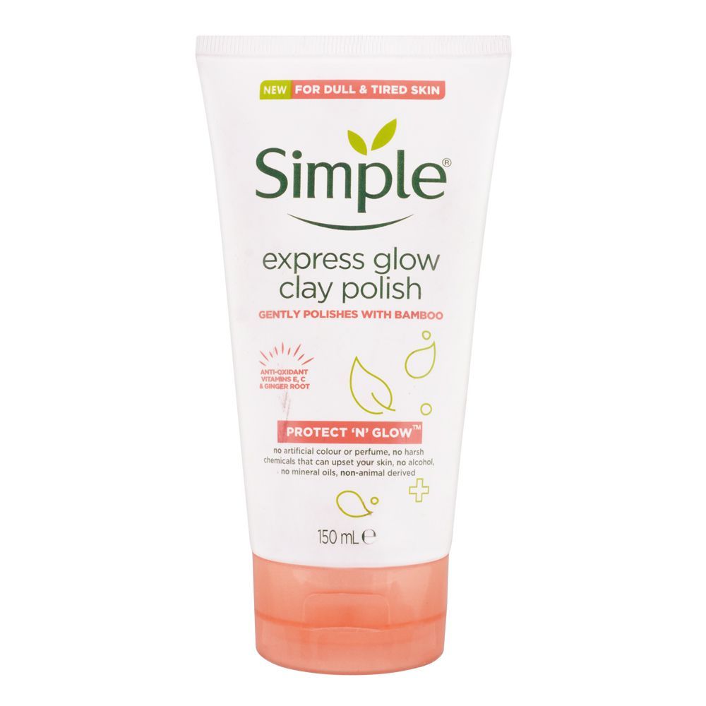 Simple Protect 'N' Glow Express Glow Clay Polish, For Dull & Tired Skin, 150ml - Front View