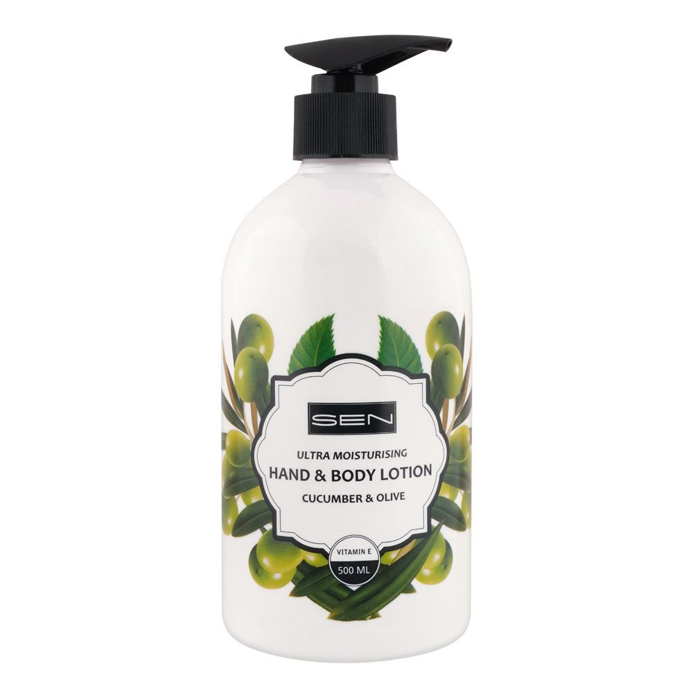 Sen Ultra Moisturising Cucumber & Olive Hand & Body Lotion, 500ml - Front View