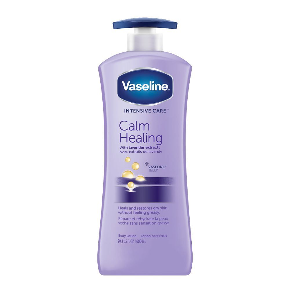Vaseline Intensive Care Calm Healing With Lavender Extract Body Lotion Pump, For Dry Skin, 600ml - Front View
