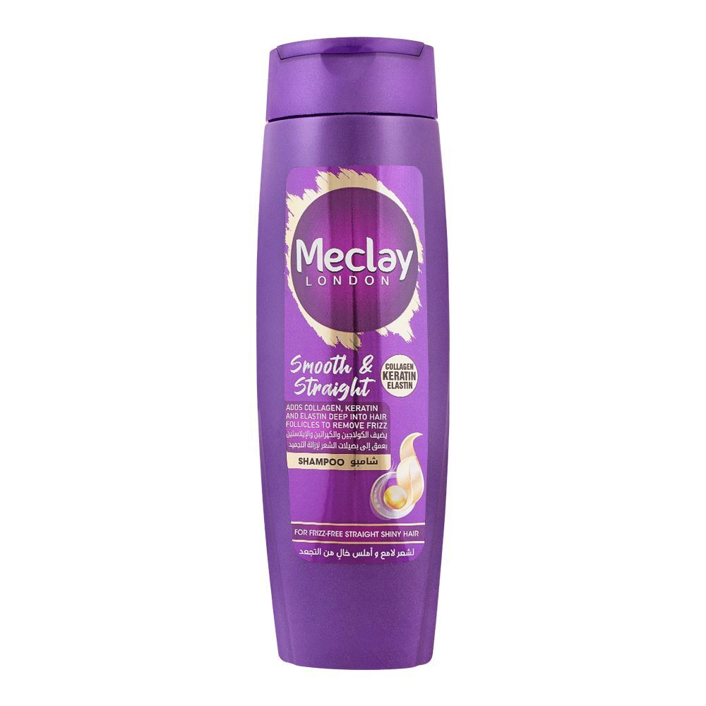 Meclay London Collagen Keratin Elastin Smooth & Straight Shampoo, For Frizz-Free Straight Shiny Hair, 360ml - Front View