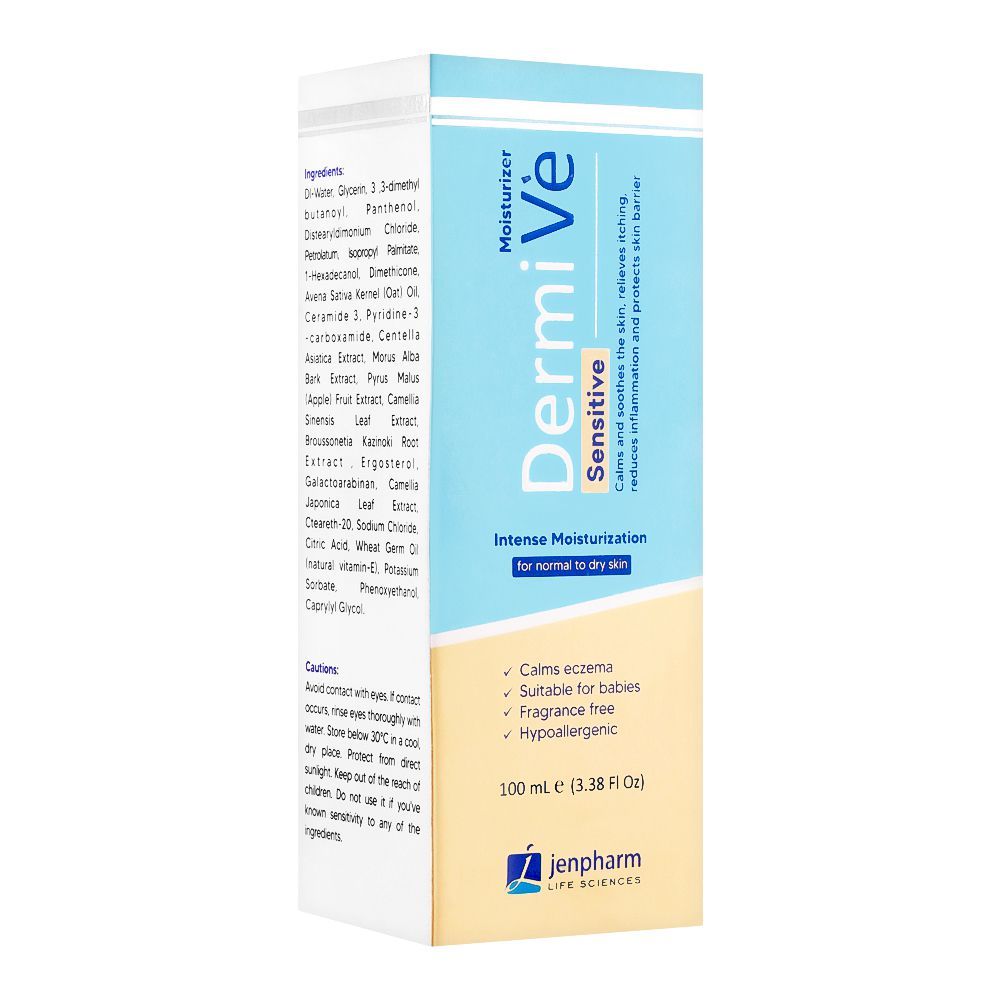 Jen Pharm Dermive Sensitive Moisturizer, For Normal To Dry Skin, 100ml - Front View