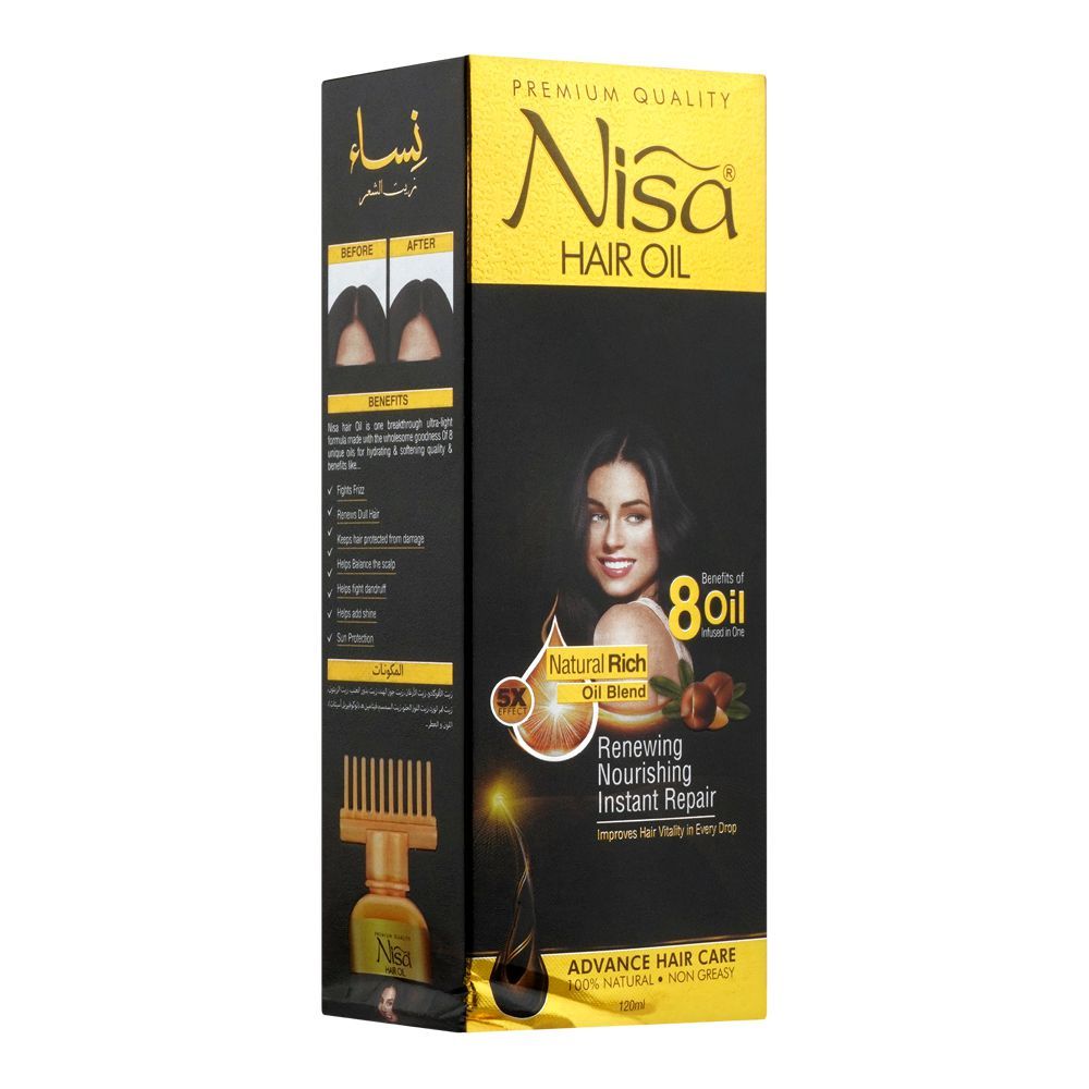 Nisa Natural Rich Oil Blend Renewing Nourishing Instant Repair Hair Oil, 120ml - Front View