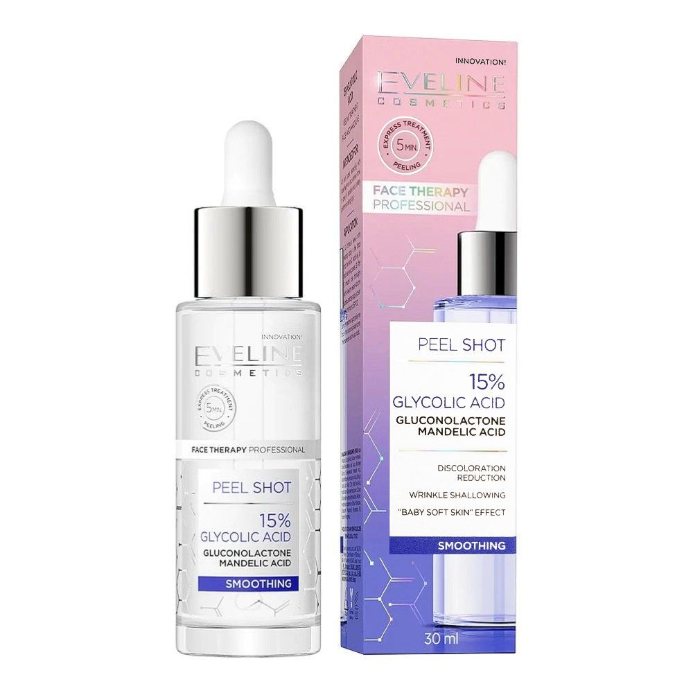 Eveline 15% Glycolic Acid Gluconolactone Mandelic Acid Peel Shot, 30ml - Front View