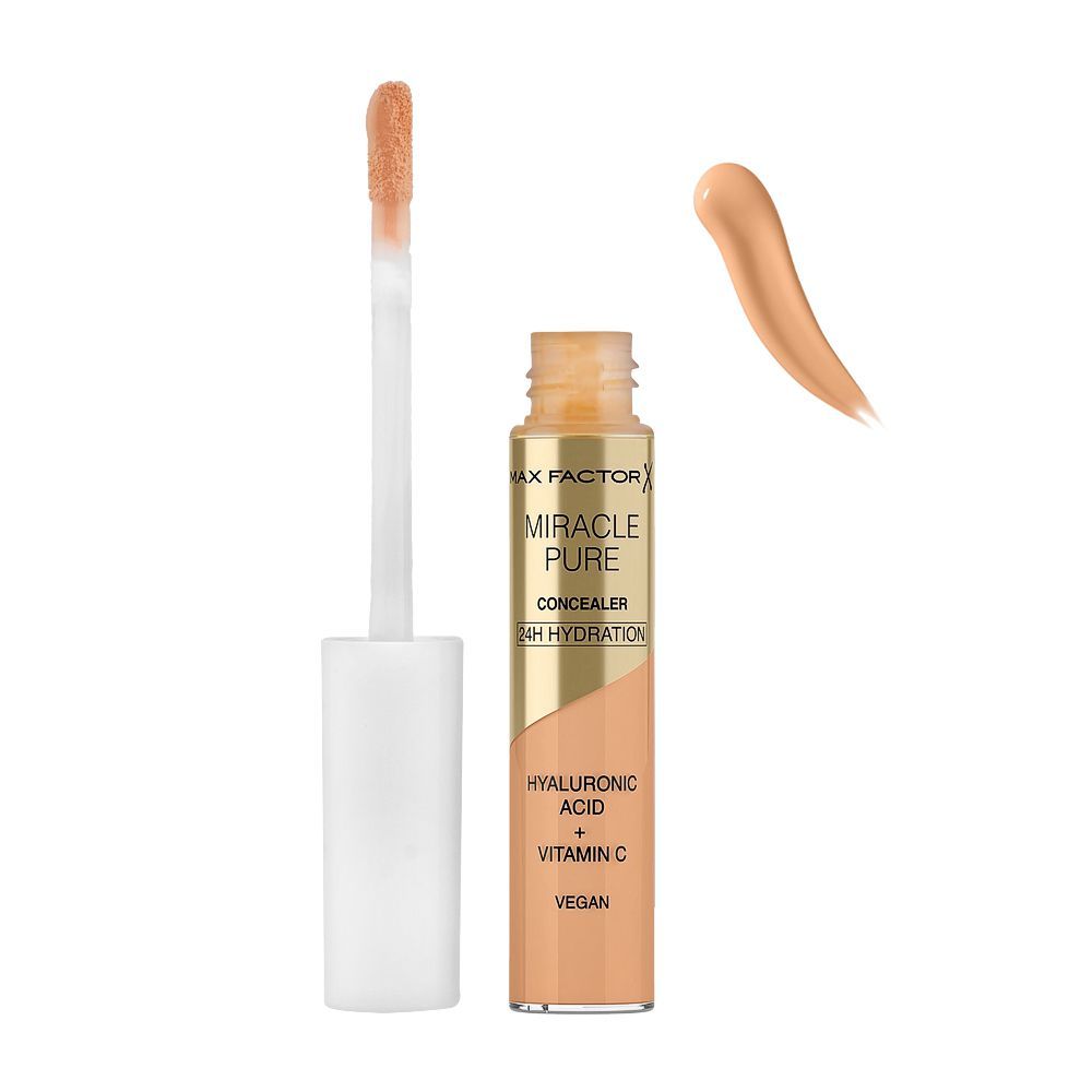 Max Factor Miracle Pure 24 Hours Hydration Hyaluronic Acid + Vitamin C Vegan Concealer, 03, 7.8ml - Front View