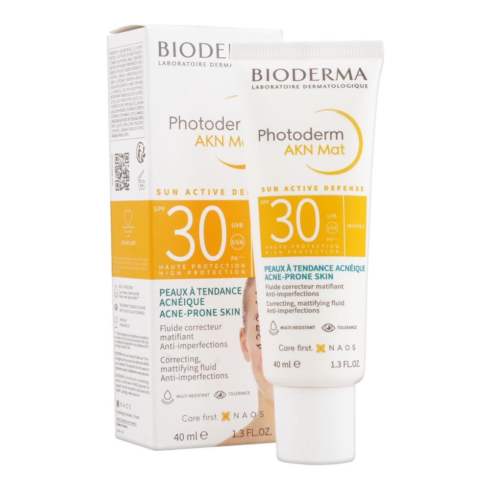 Bioderma Photoderm AKN Mat SPF30 Sun Active Defense Mattifying Fluid, 40ml - Front View