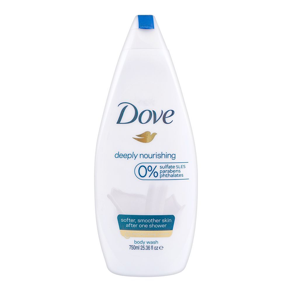 Dove Deeply Nourishing 0% Sulfate SLES Body Wash, 750ml - Front View