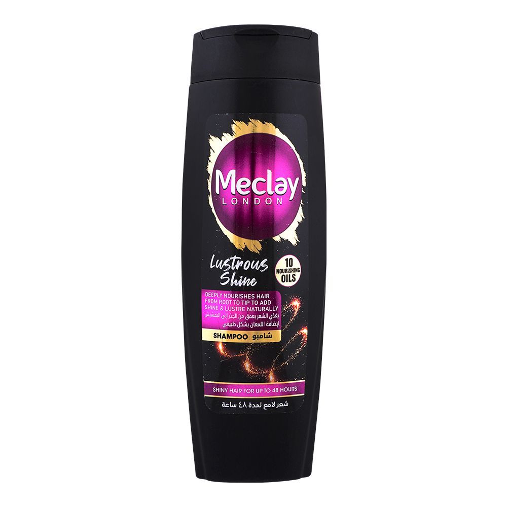 Meclay London 10 Nourishing Oils Lustrous Shine Shampoo, For Shiny Hair, 360ml - Front View
