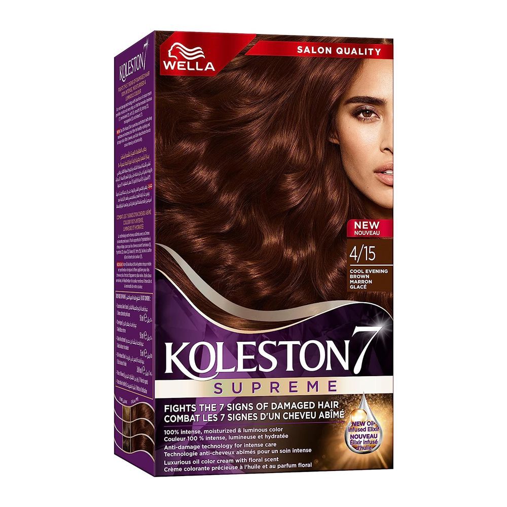 Wella Koleston 7 Supreme Color Cream Kit, 4/15 Cool Evening Brown - Front View
