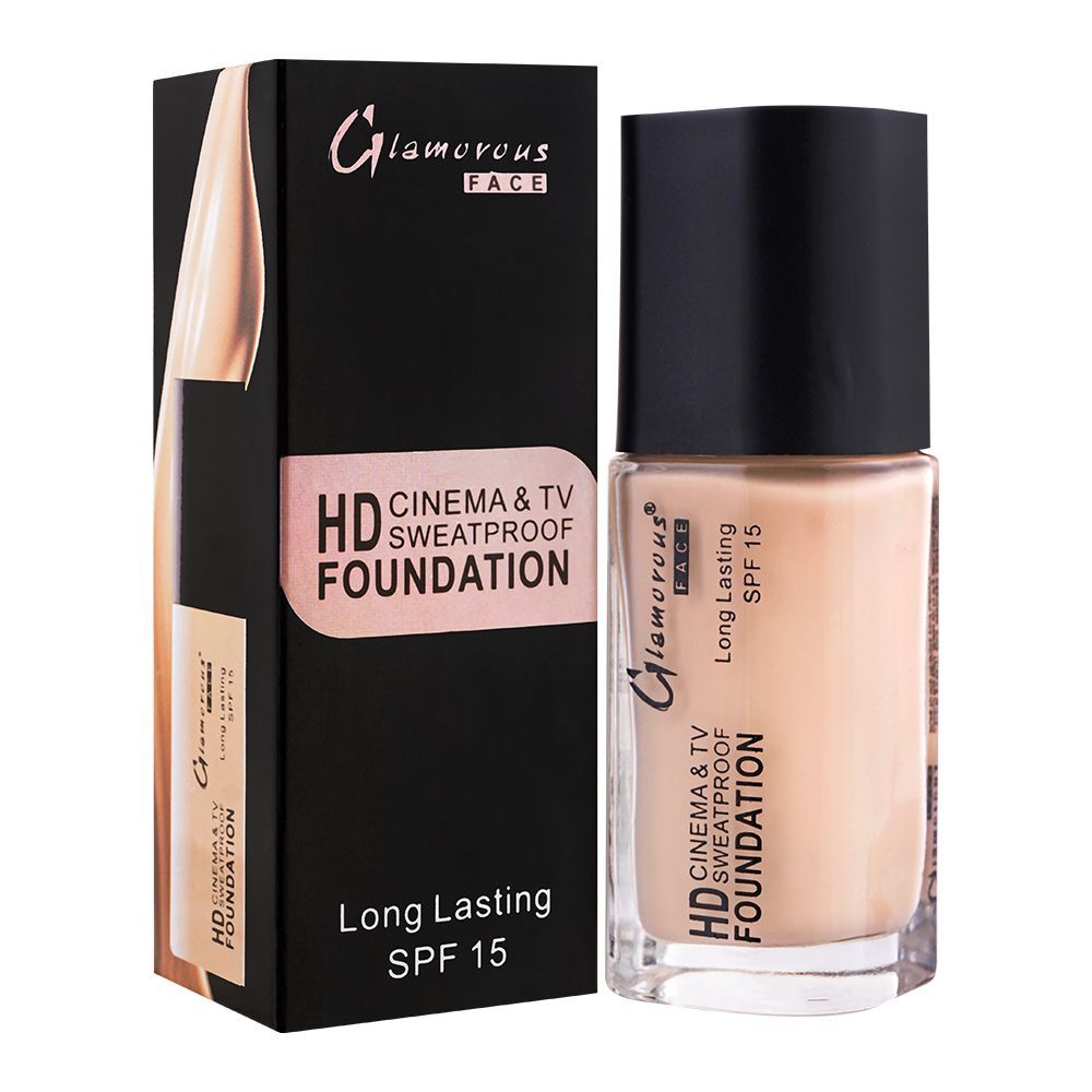 Glamorous Face HD Cinema & TV Waterproof Long Lasting Foundation, 01 Natural Buff, GF7822, - Front View