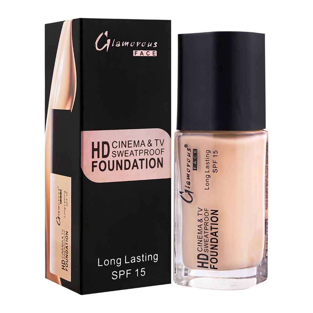 Glamorous Face HD Cinema & TV Waterproof Long Lasting Foundation, 02 Sun Beige, GF7822 - Front View