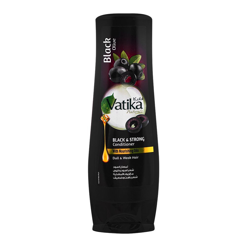 Dabur Vatika Black Olive Black & Strong Nourishing Oils Conditioner, For Dull & Weak Hair, 180ml - Front View