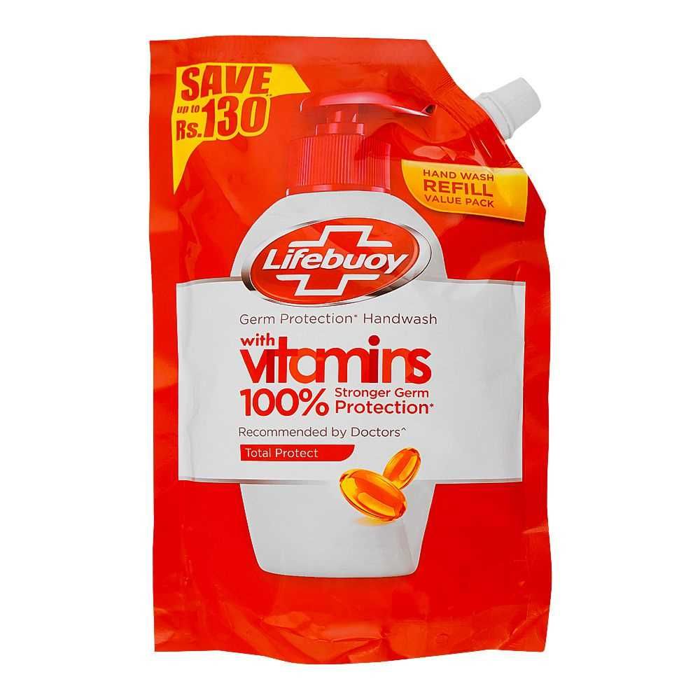Lifebuoy Total Protect With Vitamin Hand Wash, 400ml Pouch Refill, Save Up To Rs.130/- - Front View