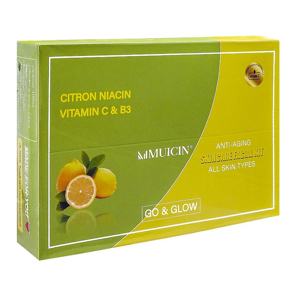 Muicin Citron Niacin Vitamin C & B3 Anti-Aging Skin Care Facial Kit, For All Skin Types - Front View