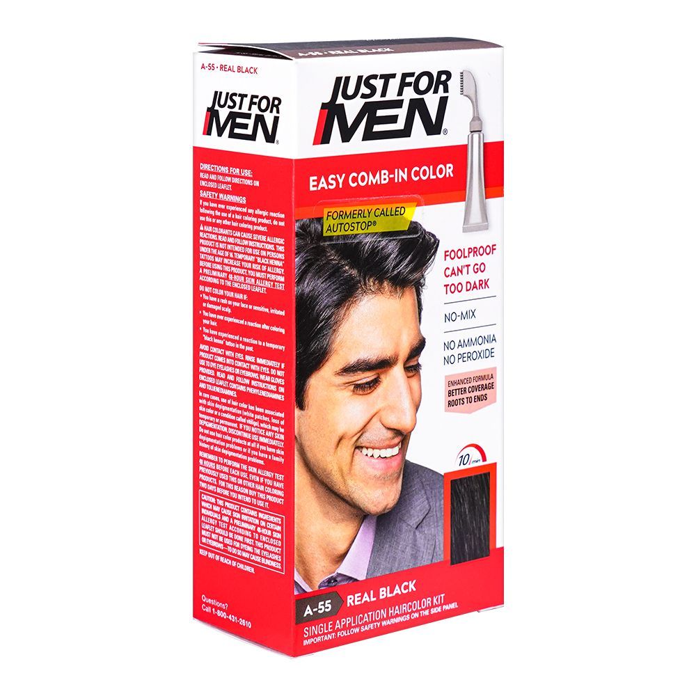 Just For Men Easy Comb-In Color, A-55 Real Black - Front View