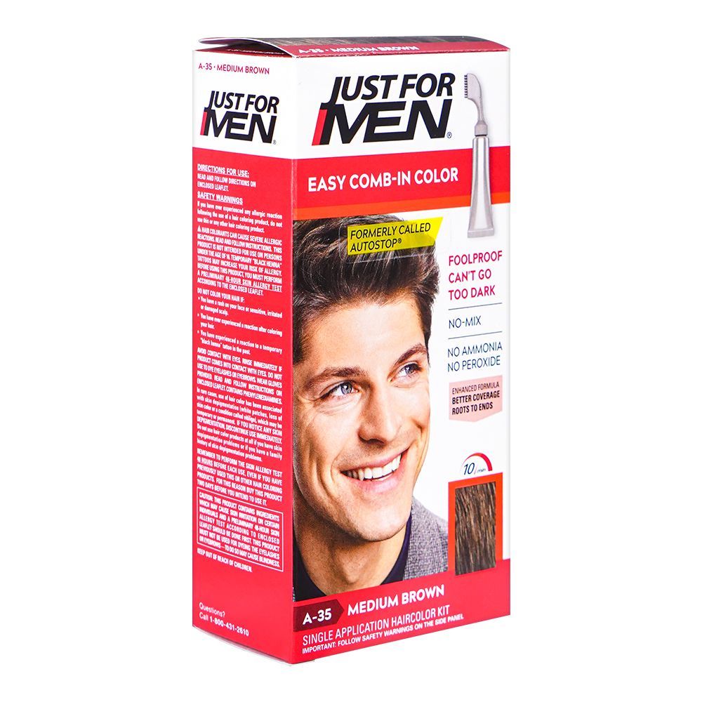 Just For Men Easy Comb-In Color, A-35 Medium Brown - Front View