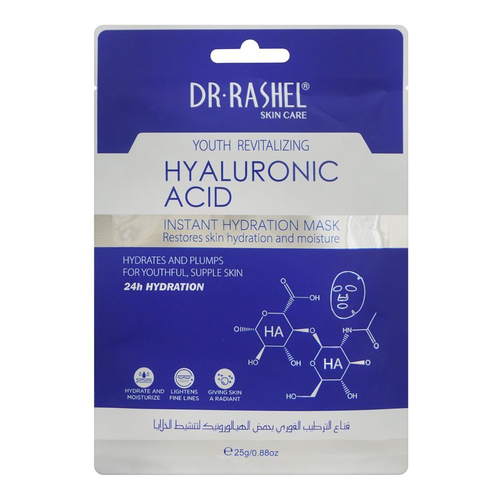 Dr. Rashel Youth Revitalizing Hyaluronic Acid Instant Hydration Mask, For Youthful & Supple Skin, 25g - Front View