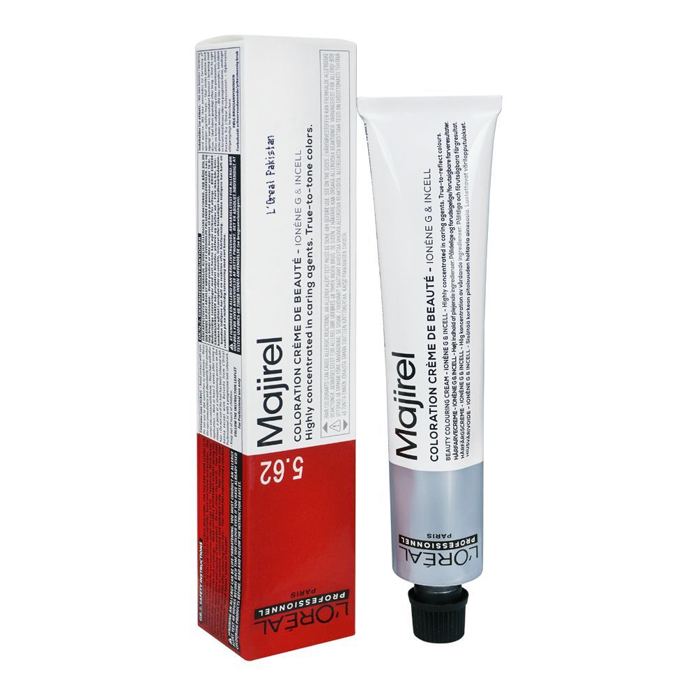 L'Oreal Professionnel Majirel Hair Coloring Cream, 5.62 light Extra Iridescent Red Brown, 60g - Front View