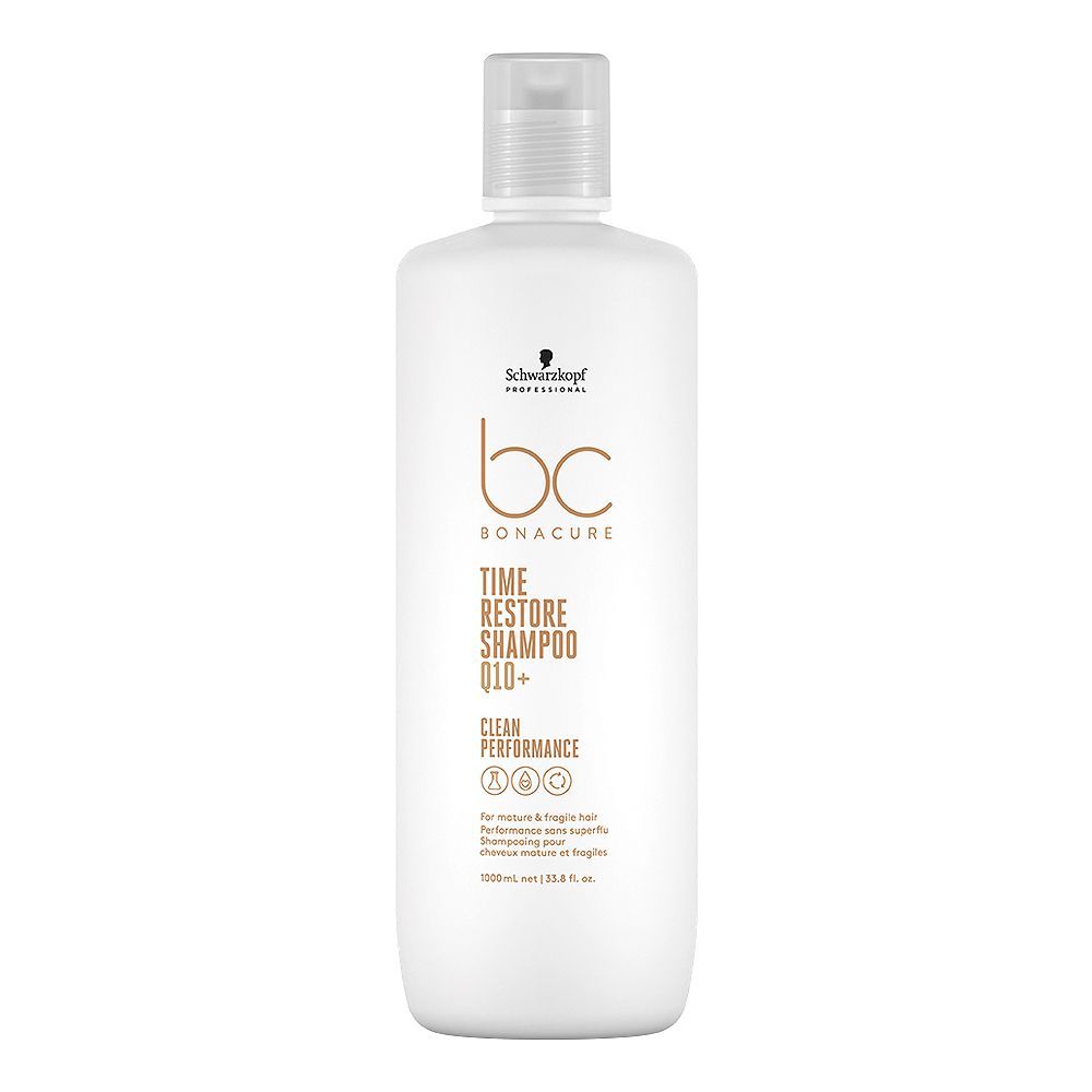 Schwarzkopf BC Bonacure Time Restore Q10+ Mature & Fragile Hair Shampoo, For Mature & Fragile Hair, 1000ml - Front View