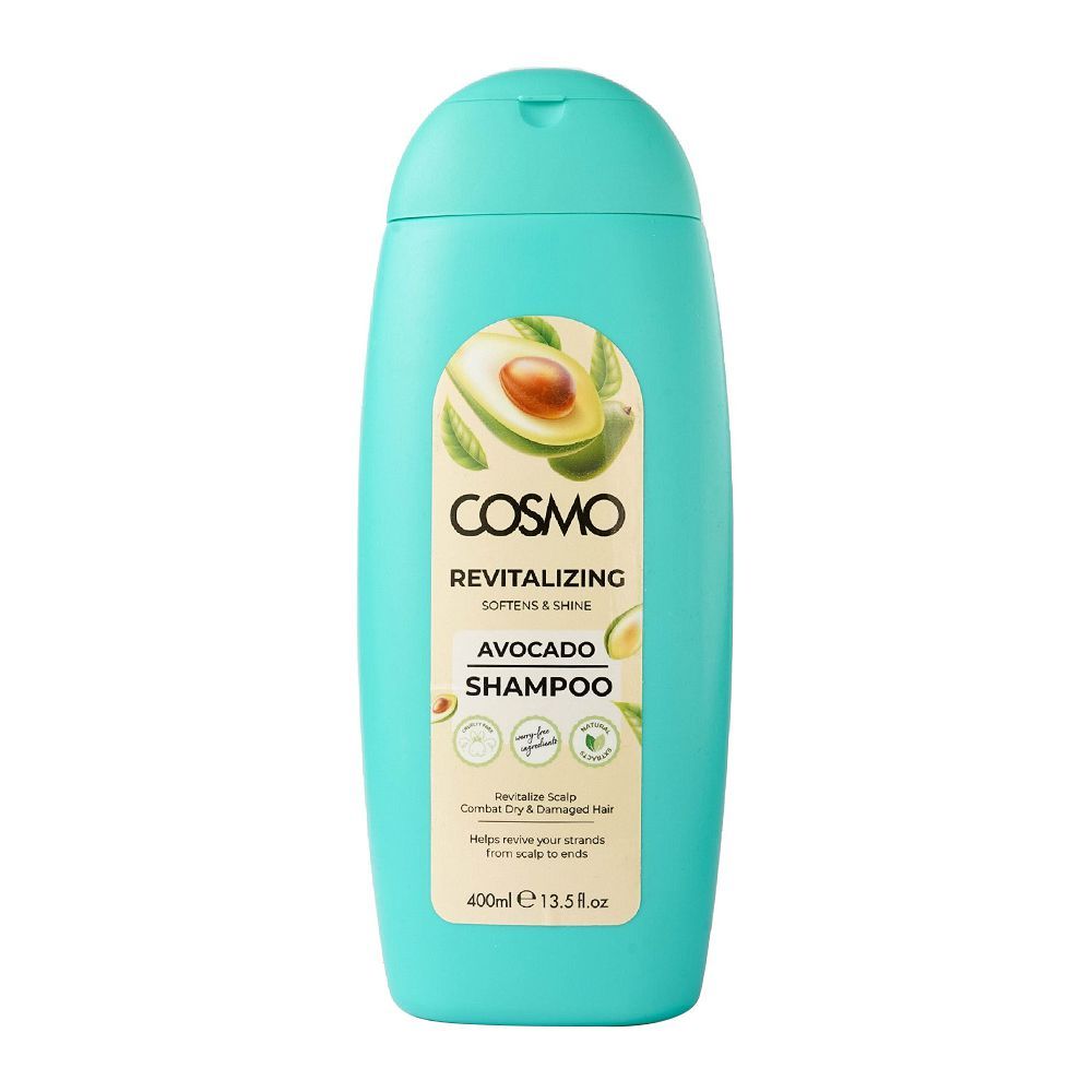 Cosmo Avocado Revitalizing Shampoo, Softens & Shine, 400ml - Front View