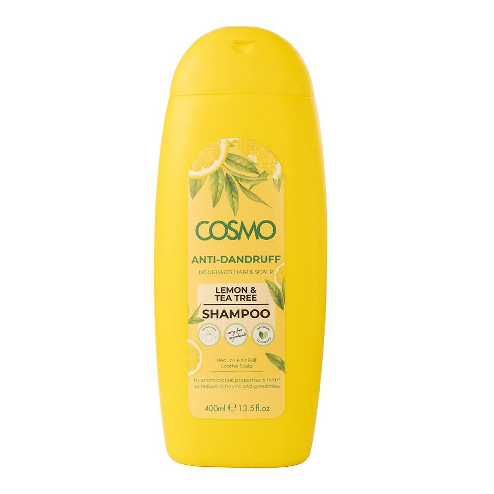 Cosmo Lemon & Tea Tree Anti-Dandruff Shampoo, Reduce Hair Fall, 400ml - Front View