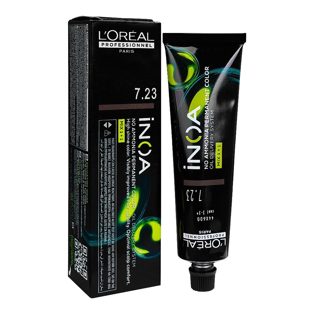 L'Oreal Professionnel Inoa No Ammonia Permanent Hair Colouring Cream, 7.23 Iridescent Golden Blonde - Front View