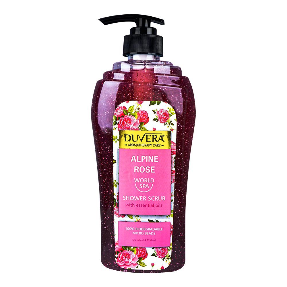 Duvera Alpine Rose World SPA Shower Scrub, With Essential Oils, 725ml - Front View