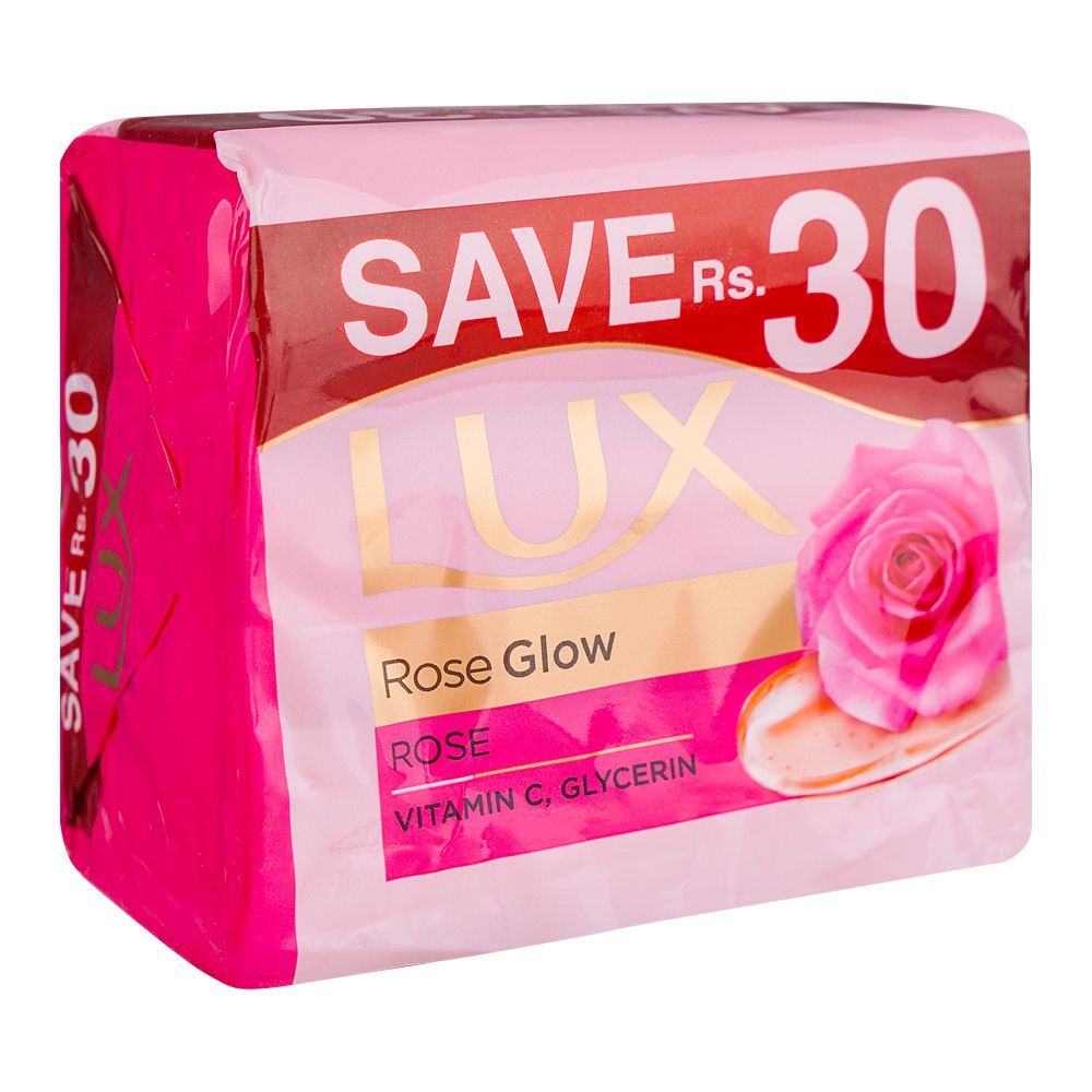 Lux Rose Glow Vitamin C and Glycerin Soap Trio Pack, 3x128g - Front View