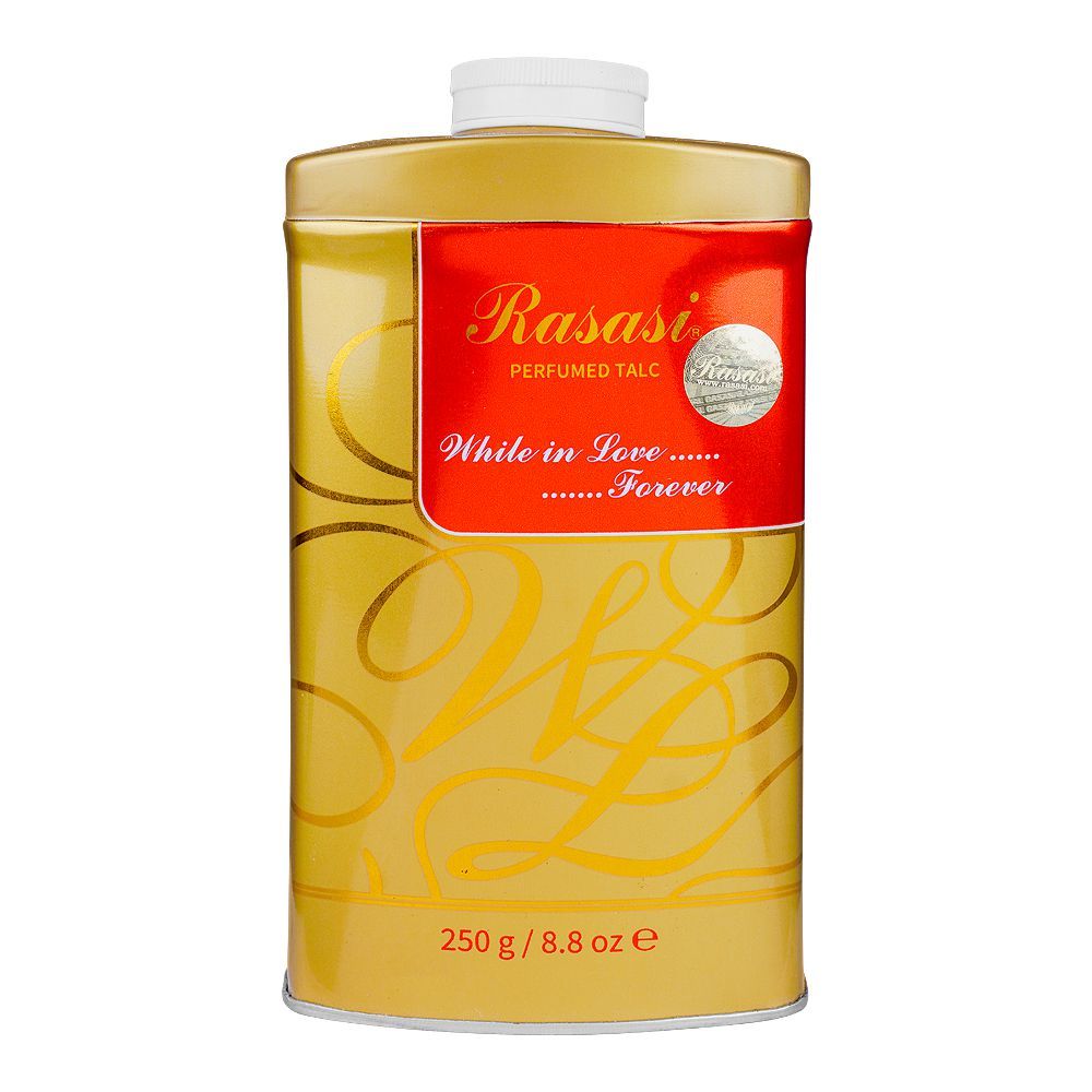 Rasasi While In Love Forever Perfumed Talcum Powder, 250g - Front View